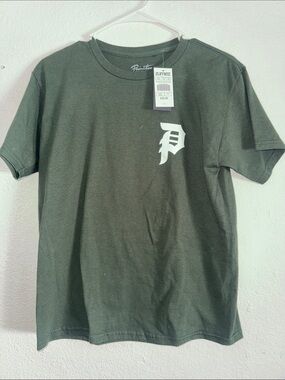 Primitive Olive Green Tee with White 'P' Chest Logo